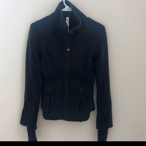 Lululemon Black Faded Full Zip Jacket 4 Women's Gray Zip Silver Brushed - Picture 2 of 6